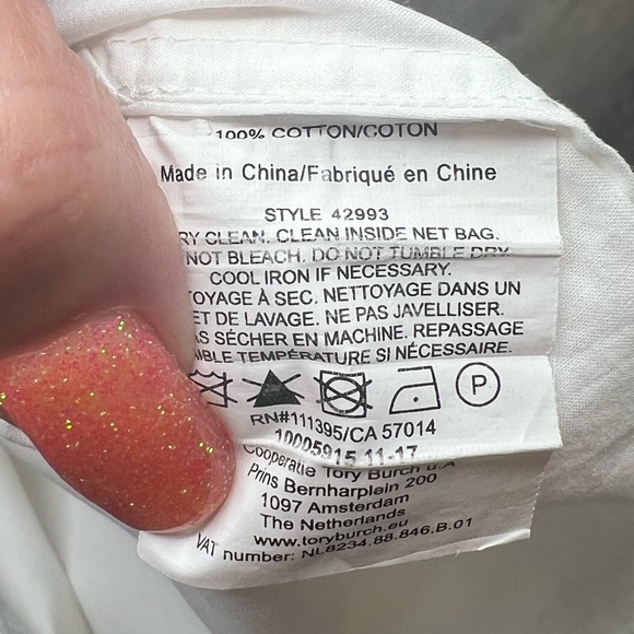 Tory Burch Sophie Fringe-Trim Bell Sleeve Top White Size 6 Designer Cloud Dancer - Picture 11 of 15